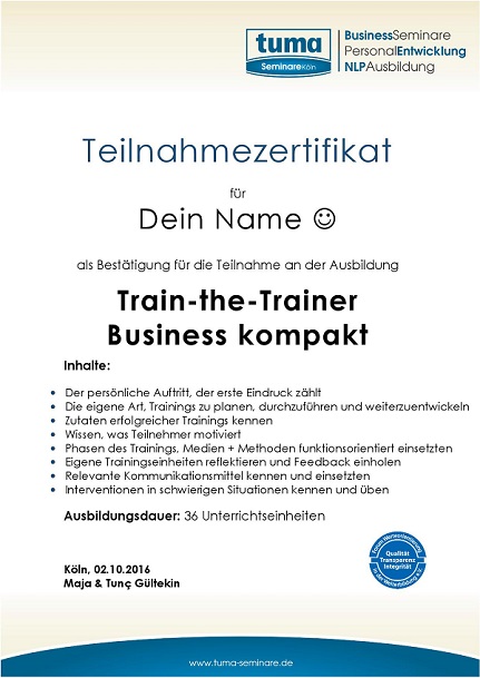 Train the Trainer Zertifikat
