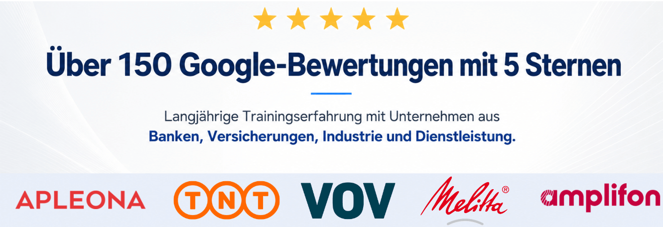 Über 150 Google-Bewertungen mit 5 Sternen für TUMA Seminare