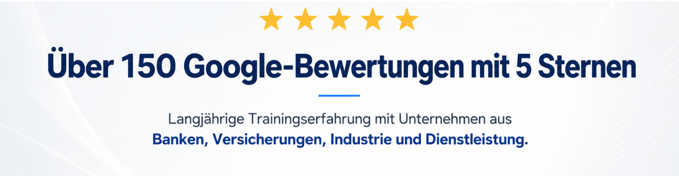 Über 150 Google-Bewertungen mit 5 Sternen für TUMA Seminare